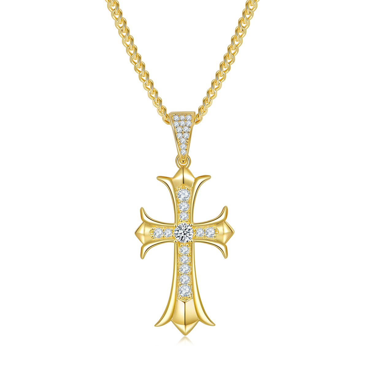 Vintage cross necklace S925 silver pendant Moissanite 4.0mm D-grade